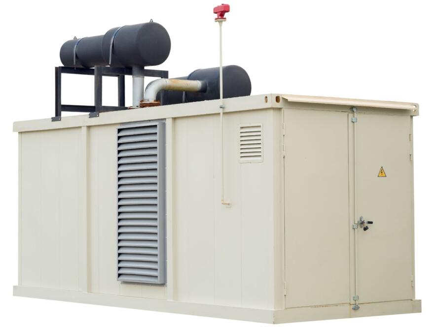 An emergency backup power generator control box isolated on a white background